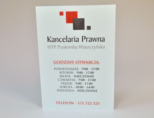 tablica szyld A4 druk UV płyta PCV 3mm tabliczka informacyjna z logo