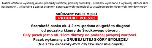 140 GRANATOWY MOCNY PASEK MĘSKI SZEROKI SKÓRZANY