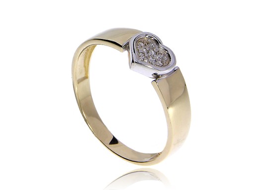 Pierścionek złoty 14K serc* brylant* r. 19 LgP476