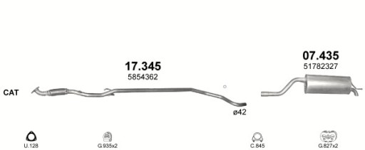 Глушитель + разъем + патрубок + прокладка Opel Corsa D 1.2