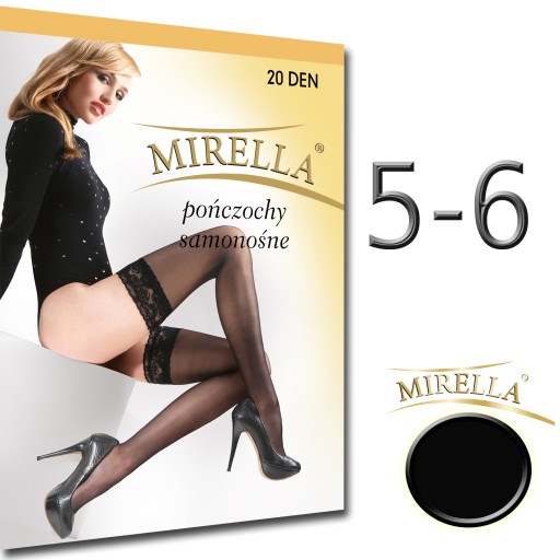 MIRELLA Pończochy samonośne 20 den 5/6 Nero