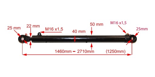 SIŁOWNIK HYDRAULICZNY CJ2F 40x22x1250 U25 L=1460
