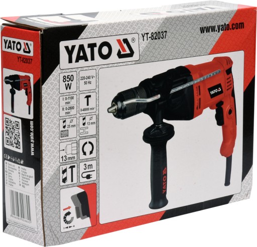 УДАРНАЯ ДРЕЛЬ YATO 2-СКОРОСТНАЯ 850 Вт 13 мм YT-82037