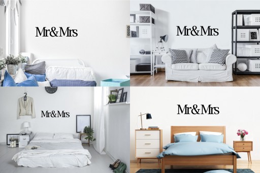 3D деревянные надписи на стене - Mr & Mrs