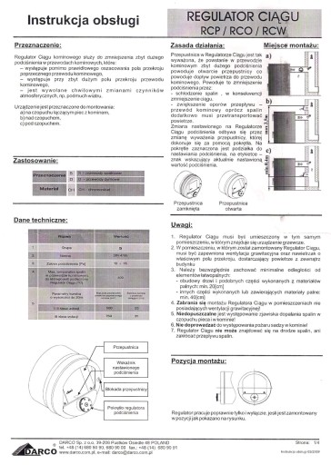 RCP-CH Регулятор тяги дымохода Darco