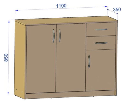 Комод 3D2S SONOMA ДУБ 110см полка с ящиками ROB