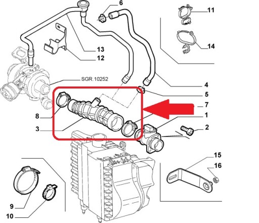 ТРУБКА ВОЗДУШНОГО ФИЛЬТРА ALFA ROMEO 147 GT 46794405