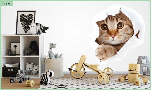 3D НАКЛЕЙКИ НА СТЕНУ для детей 120см КОШКА КОТЕНОК украшение стены