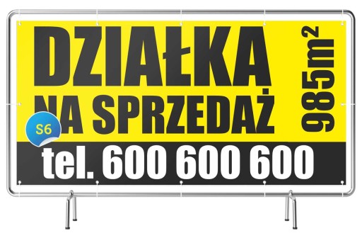 Baner reklamowy 2x1m Sprzedam Wynajmę Kupię DOM/Działkę Mieszkanie Wzory