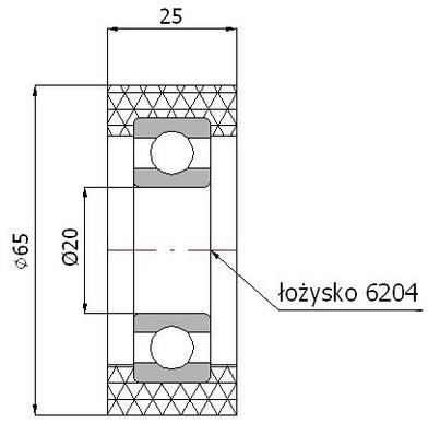 ROLKA ROLKI fi 65mm DOCISKOWE DOCISKOWA szer. 25mm