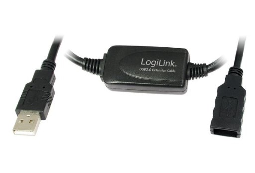 LogiLink UA0146 Кабель USB 2.0 USB-A/M — USB-A/F, усилитель, черный, 20 м