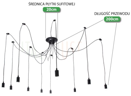 СВЕТИЛЬНИК LOFT SPIDER 6 РУКОВ NORDIC, ДЛИНА 2 МЕТРА