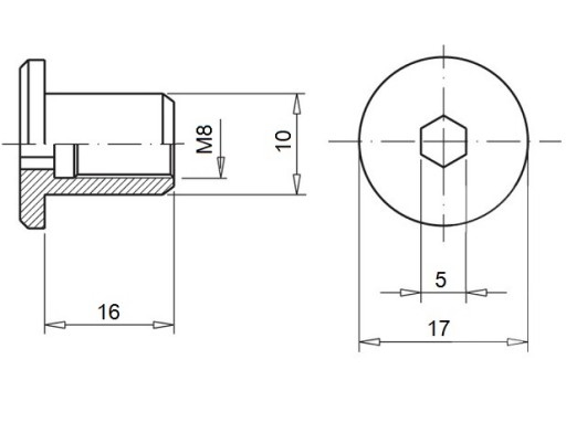 ГАЙКА ERICSON M8x16 ДЛЯ МЕБЕЛЬНОЙ ГАЙКИ IMBUS