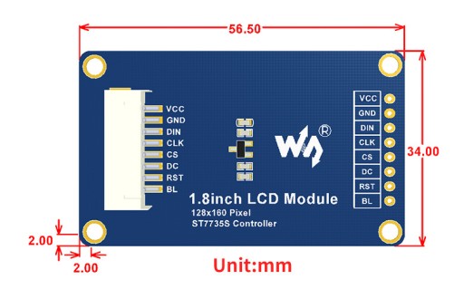 ЖК-дисплей 1,8 дюйма ST7735 ARDUINO RPI STM32