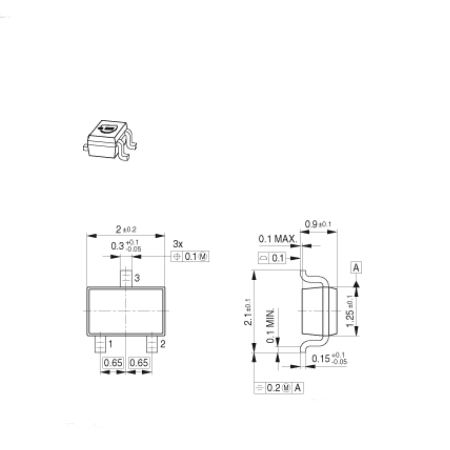 BC807-40W PNP-транзистор 45 В 0,5 А SOT323 x25