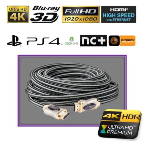 Кабель Hi-End HDMI-HDMI 5 м GOLD 4K HDR 2.2