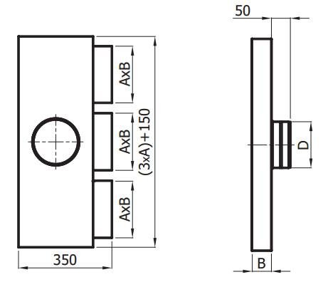 Skrzynka rozdzielcza fi125 150 200/3x200x90