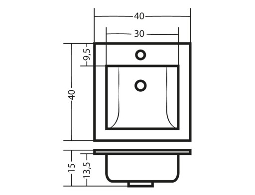 БЕЛАЯ раковина 40 x 40 x 1,5 см Polish Product