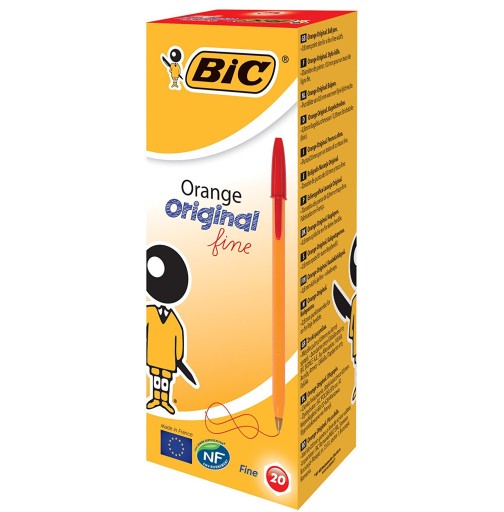 ШАРИКОВАЯ РУЧКА BIC ORANGE FINE RED, 20 шт.