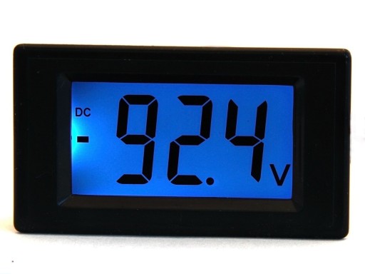 Вольтметр SUPER LCD, 19 мм, синий +/-200 В, черный, панель