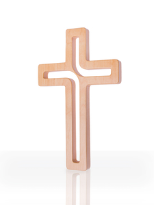 Krzyż wiszący drewniany jasny brąz 18 cm JB 1