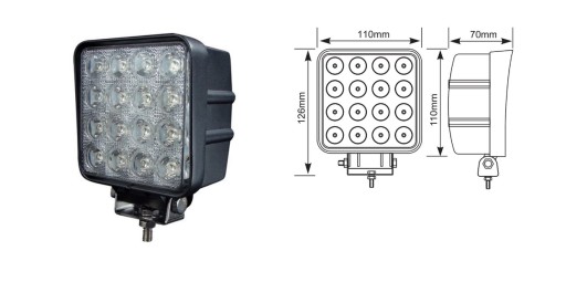 LAMPA ROBOCZA 16 LED HALOGEN SZPERACZ 48W 12V 24V