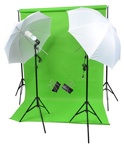 DOMOWE STUDIO 2x125W + TŁO ZIELONE GREEN SCREEN