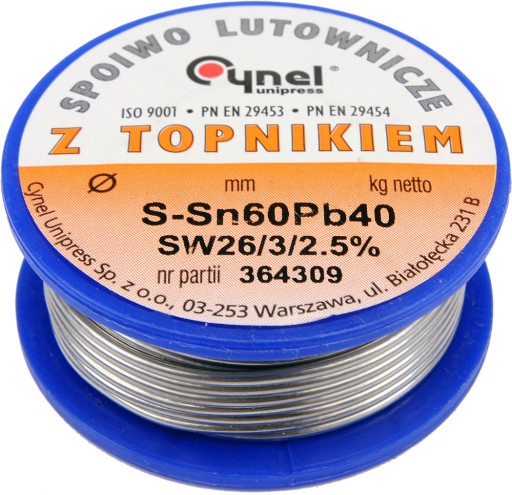 CYNA Z TOPNIKIEM 1,50mm 100g 1,5 mm SN60PB40 CYNEL