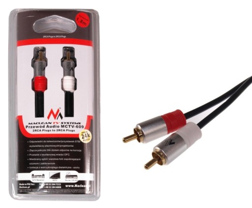 KABEL PRZEWÓD AUDIO 2X RCA - RCA CINCH 1.8M OFC