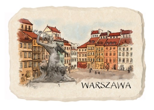 Magnes na lodówkę kamień pamiątka WARSZAWA 004A