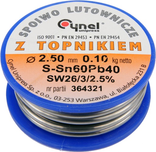 CYNA SPOIWO LUTOWNICZE TOPNIKIEM 2,50mm 100g CYNEL