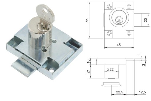 Zamek meblowy LOB ZMB1 szafki szuflady