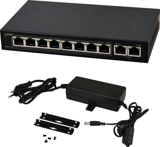 SWITCH 10-port DO KAMER IP 8x PoE PULSAR S108 120W