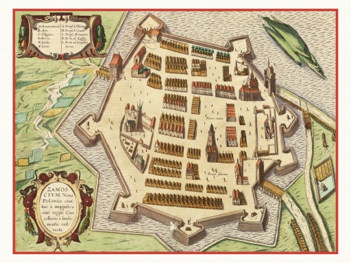 ZAMOŚĆ panorama miasta Braun Hogenberg 1617 r.