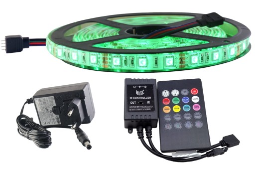 ZESTAW LED RGB 300 SMD 5050 IP65 MUZYCZNY DISCO 2m