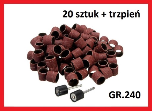 Taśma szlifierska 13 mm gr.240 20 szt + trzpień