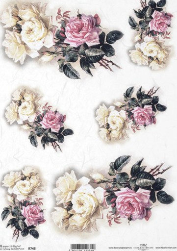 Papier do Decoupage ryżowy BUKIETY RÓŻ - R748