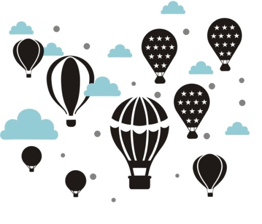 Naklejki na ścianę balony chmurki kropki grochy
