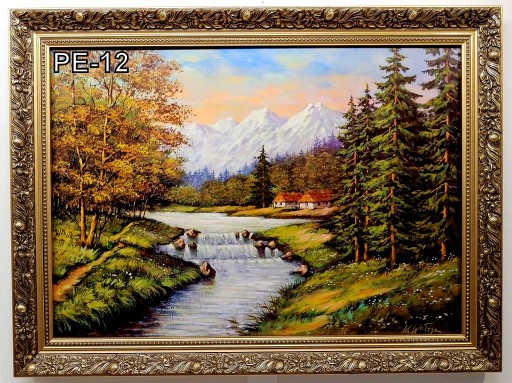 PEJZAŻ 80X60 CM OBRAZ W ZŁOTEJ RAMIE