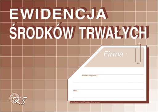 DRUK EWIDENCJA ŚRODKÓW TRWAŁYCH K8 format A5