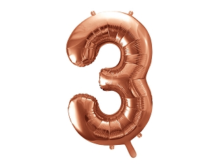 Balon foliowy CYFRA 3 różowo złoty 86cm ROSE GOLD