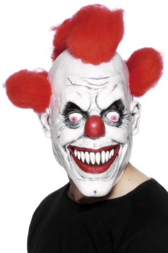 MASKA KLAUN z peruką CLOWN HALLOWEEN ZŁY nawiedzon