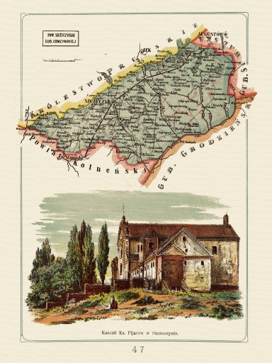 mapa ilustrowana SZCZUCZYN Bazewicz 40x30 cm