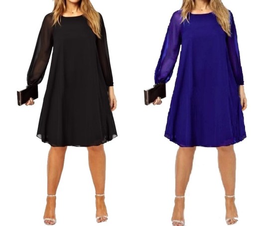 LINIA PLUS SIZE Marta szyfon długi rękaw r 44 - 60