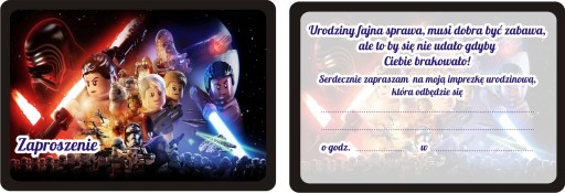 Zaproszenia urodzinowe dla dzieci Lego Star Wars