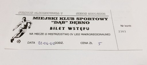 bilet DĄB Dębno - HUTNIK Szczecin 2002 (?)