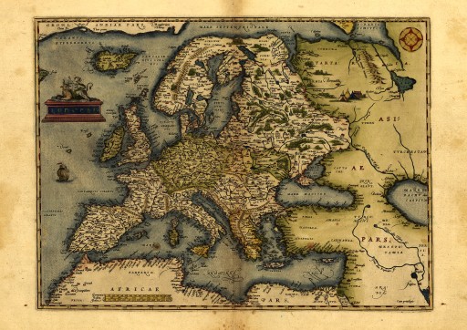 EUROPA mapa ilustrowana Ortelius 1570 r.