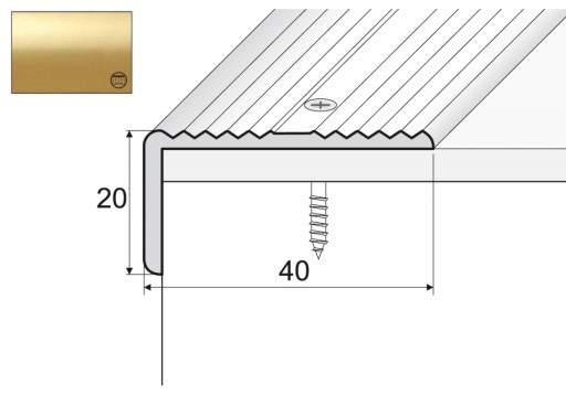 Kątownik aluminiowy A33, 180cm ZŁOTO 40x20mm