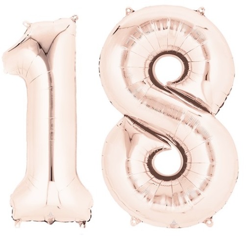 Balony Foliowe Cyfry 18 Urodziny Rose Gold 100cm