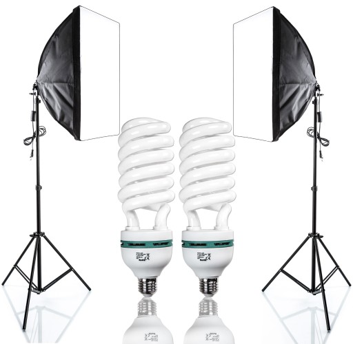 2 LAMPY FOTOGRAFICZNE SOFTBOX 50X70cm 400W STATYWY